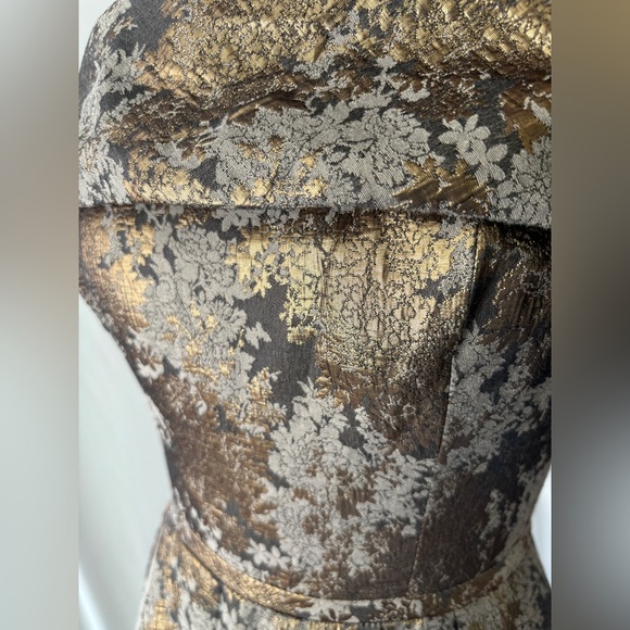 Calvin Klein multi metallic floral off-the- shoulder cocktail dress 2 - Picture 8 of 14